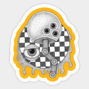 Mechanical Magically Mushroom in Space Sticker